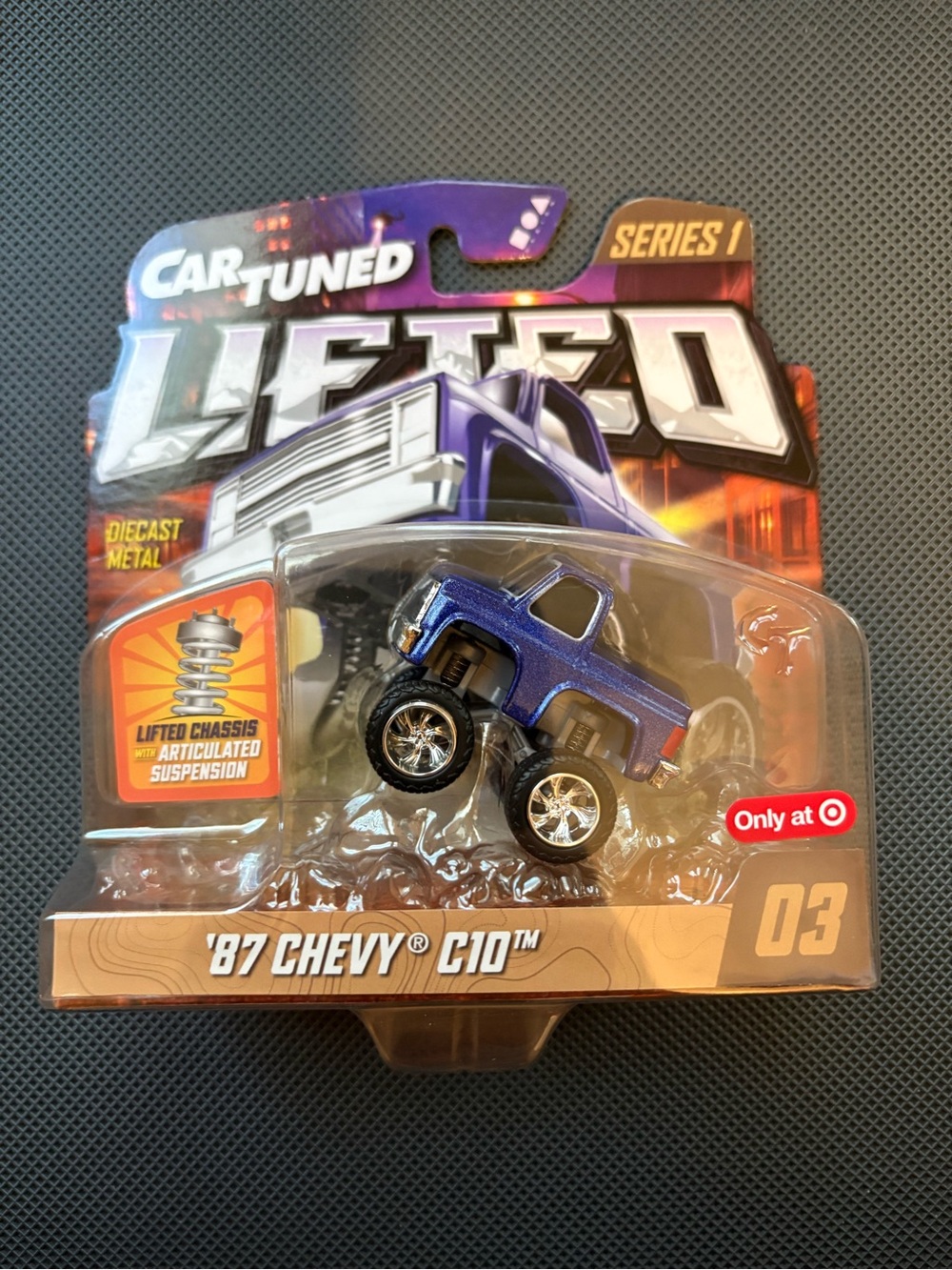 Lifted '87 Chevy C10 Diecast Toy Truck - Metallic Blue